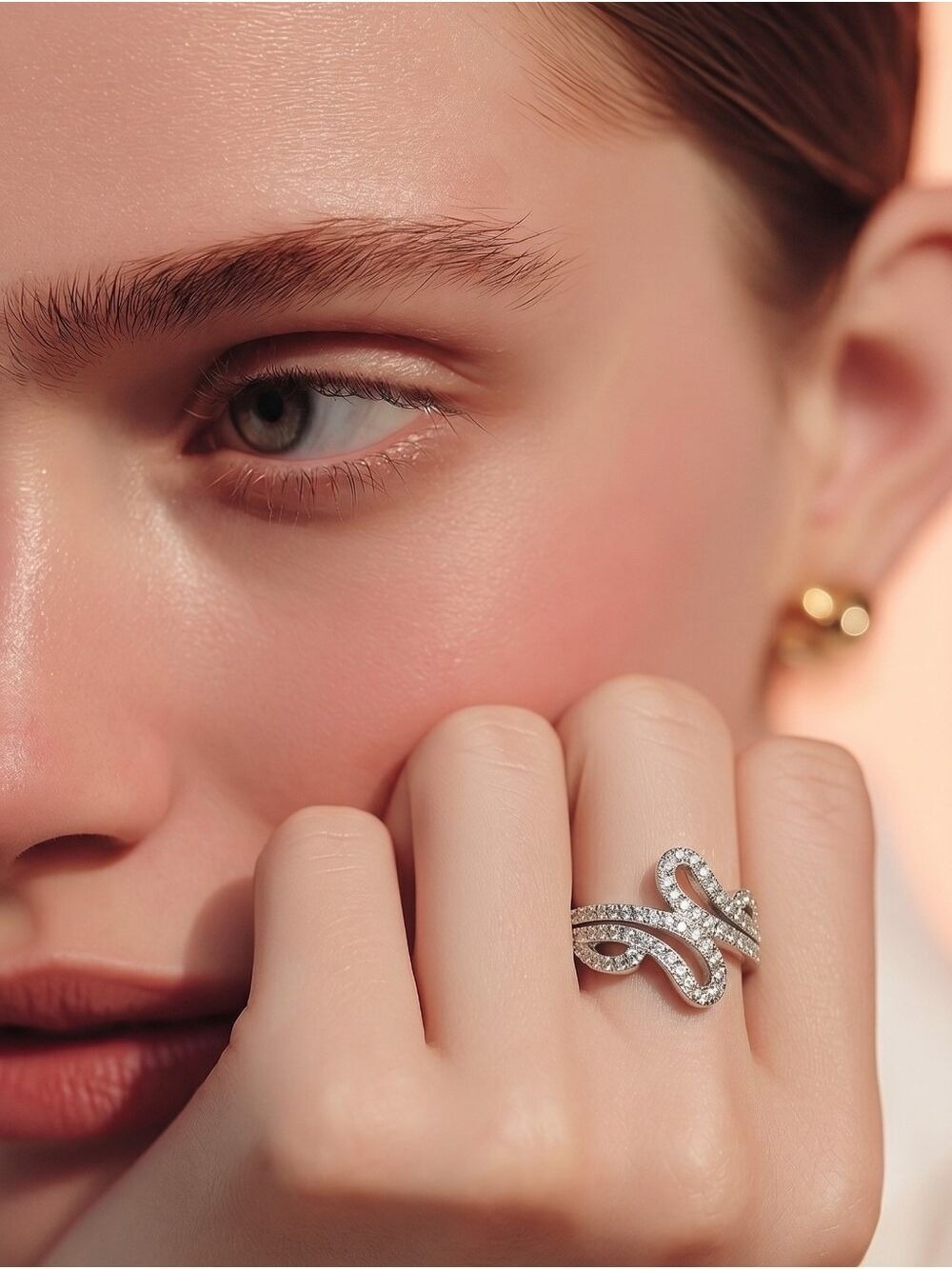 Sterling Silver CZ Cocktail Band Ring Size 6 🆕